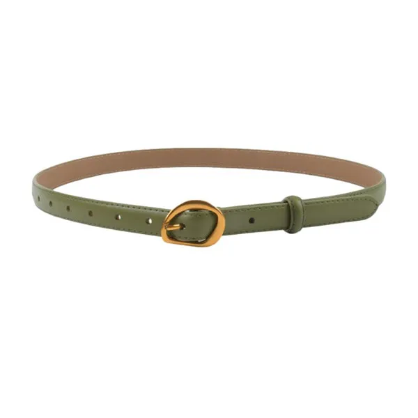 Green Women's Leather Belts with Gold Buckle Belt 綠色女士金扣皮帶 KCBELT1120a