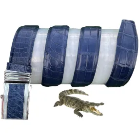 Handcrafted Navy Blue Alligator Belt Men's - Automatic Buckle | BE-NAV-04