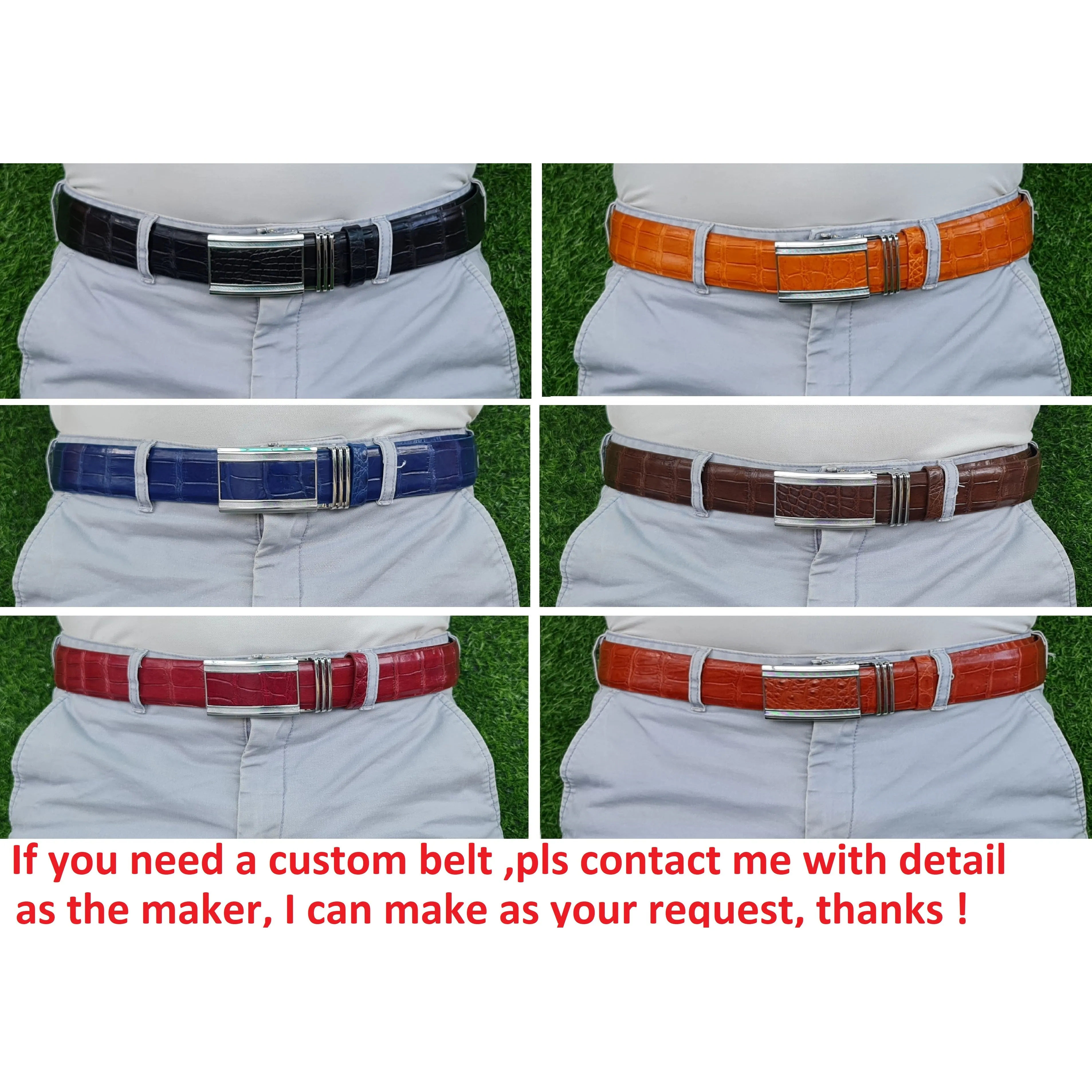 Handcrafted Navy Blue Alligator Belt Men's - Automatic Buckle | BE-NAV-04