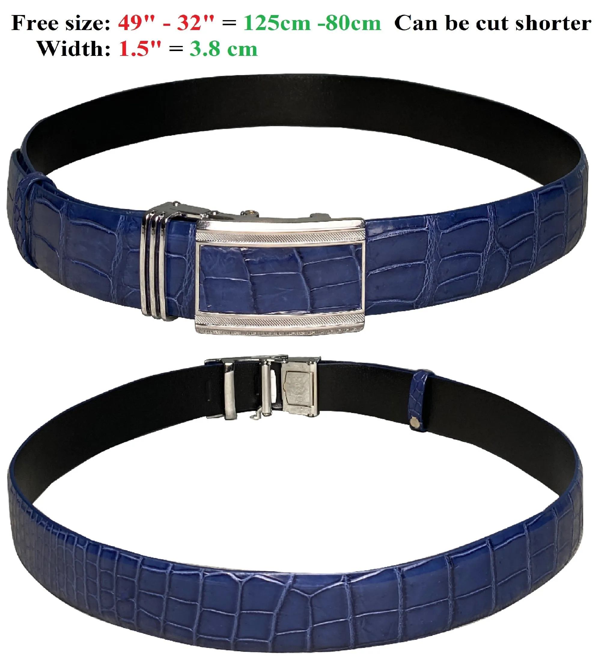 Handcrafted Navy Blue Alligator Belt Men's - Automatic Buckle | BE-NAV-04