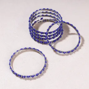 Hapur Flower Blue Beadwork Bangles (Set of 6)