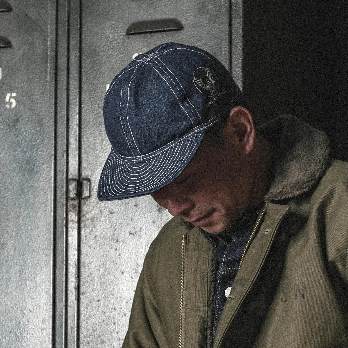 HBT USAF Type A-3 Mechanics Cap - Denim Work Cap - WW2 Military Hat