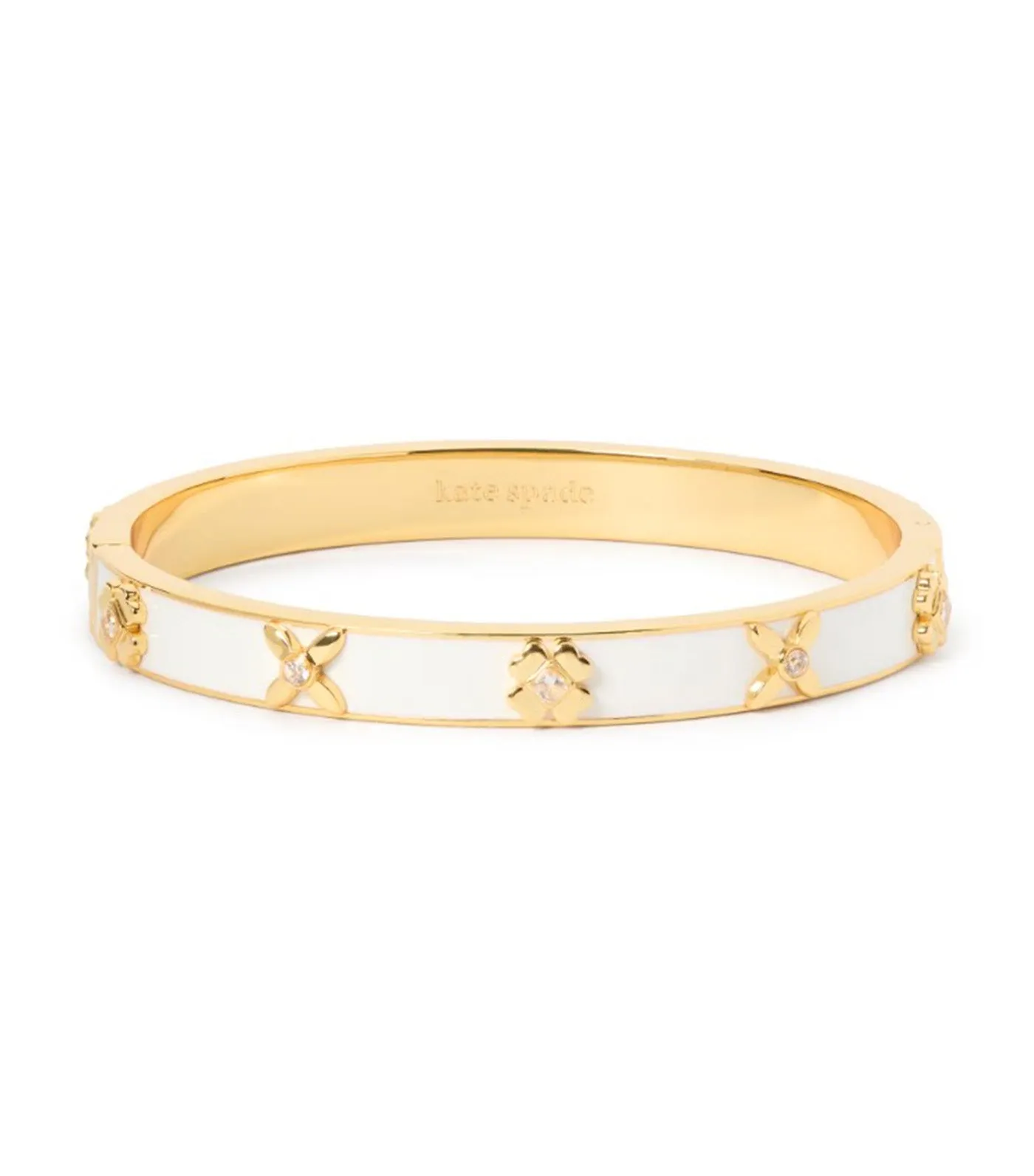 Heritage Bloom Hinged Bangle White/Gold