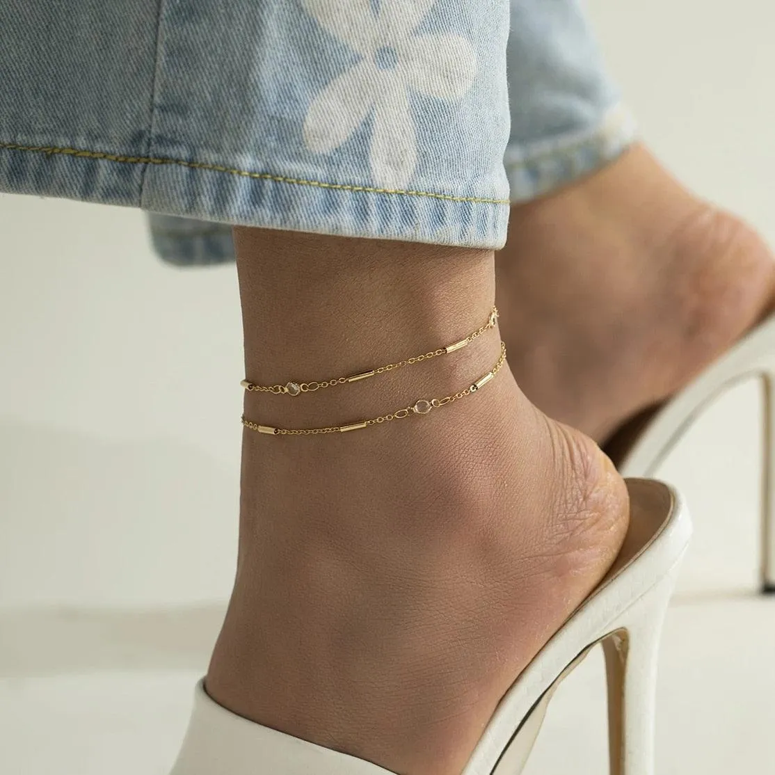 Ingemark Adjustable Chain Anklet Bracelet for Women
