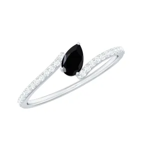 Lab Grown Black Diamond Titled Bypass Promise Ring with Diamond