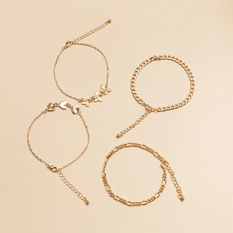 Ladies Love Butterfly Chain Anklet Set 4