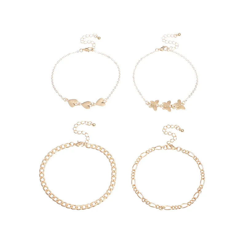 Ladies Love Butterfly Chain Anklet Set 4
