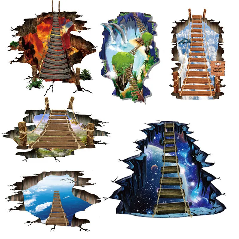 Large 3d Cosmic Space Galaxy Star Bridge Home Decor Wall Sticker