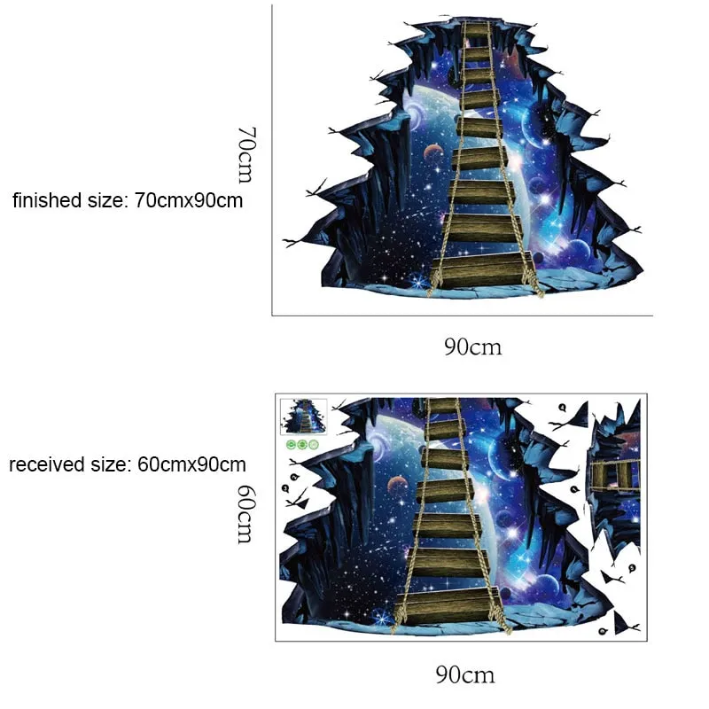 Large 3d Cosmic Space Galaxy Star Bridge Home Decor Wall Sticker