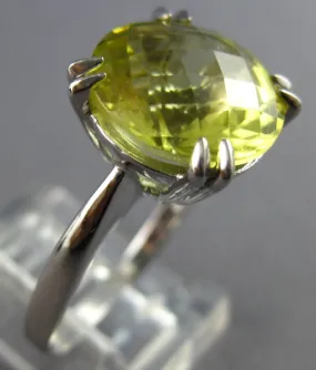 LARGE 8.0CT AAA LEMON QUARTZ 14KT WHITE GOLD 3D ROUND SOLITAIRE FUN RING #27891