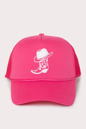 LCAPM2096 - COWBOY BOOT ICON Trucker Cap