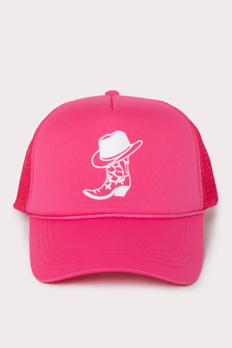 LCAPM2096 - COWBOY BOOT ICON Trucker Cap
