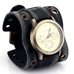 Luxurious Patina Suede Leather Band Watch