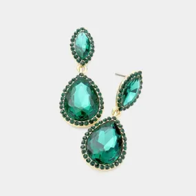 Marquise Emerald Green Teardrop Evening Earrings
