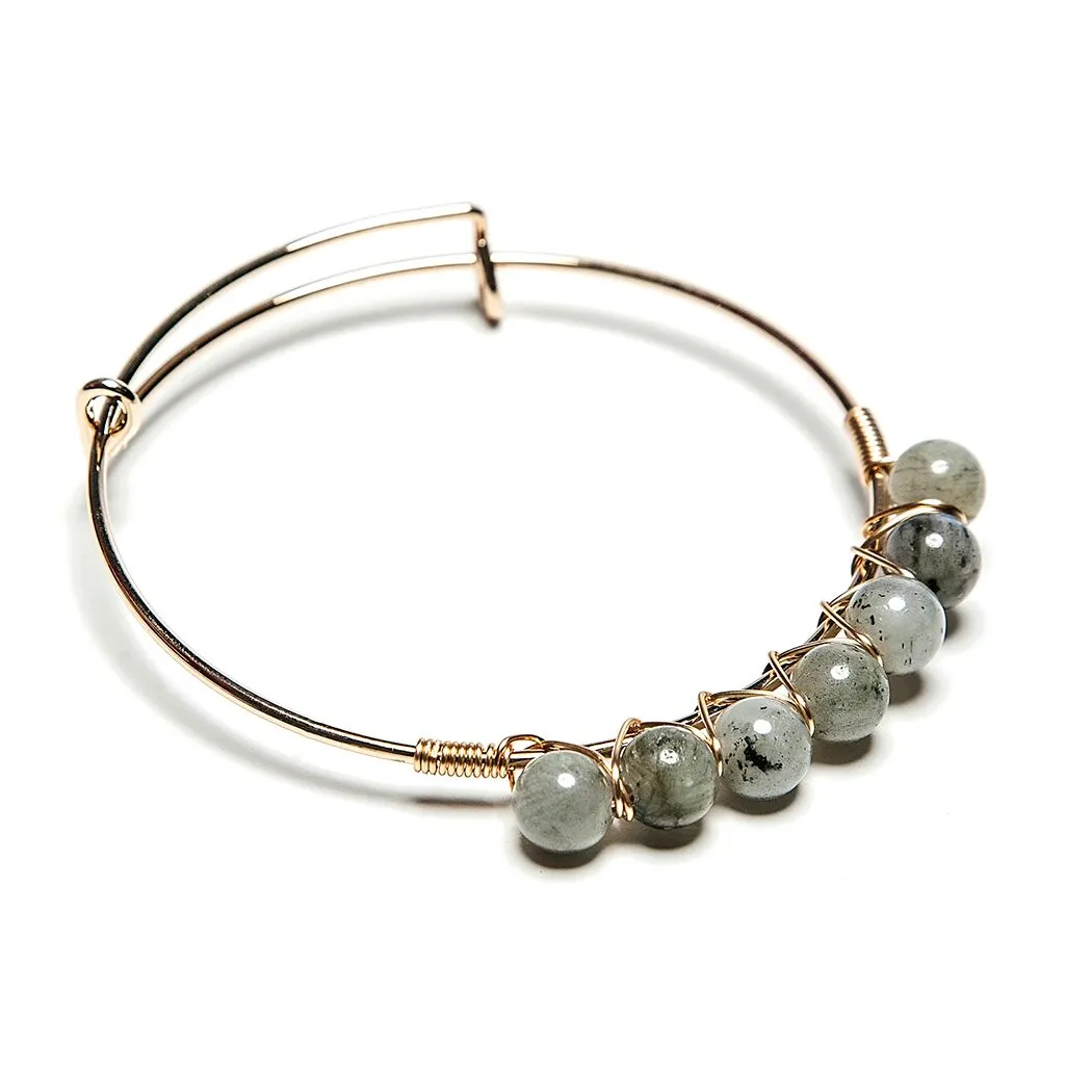 Maya Precious Stone   Wire Bangle - Final Sale