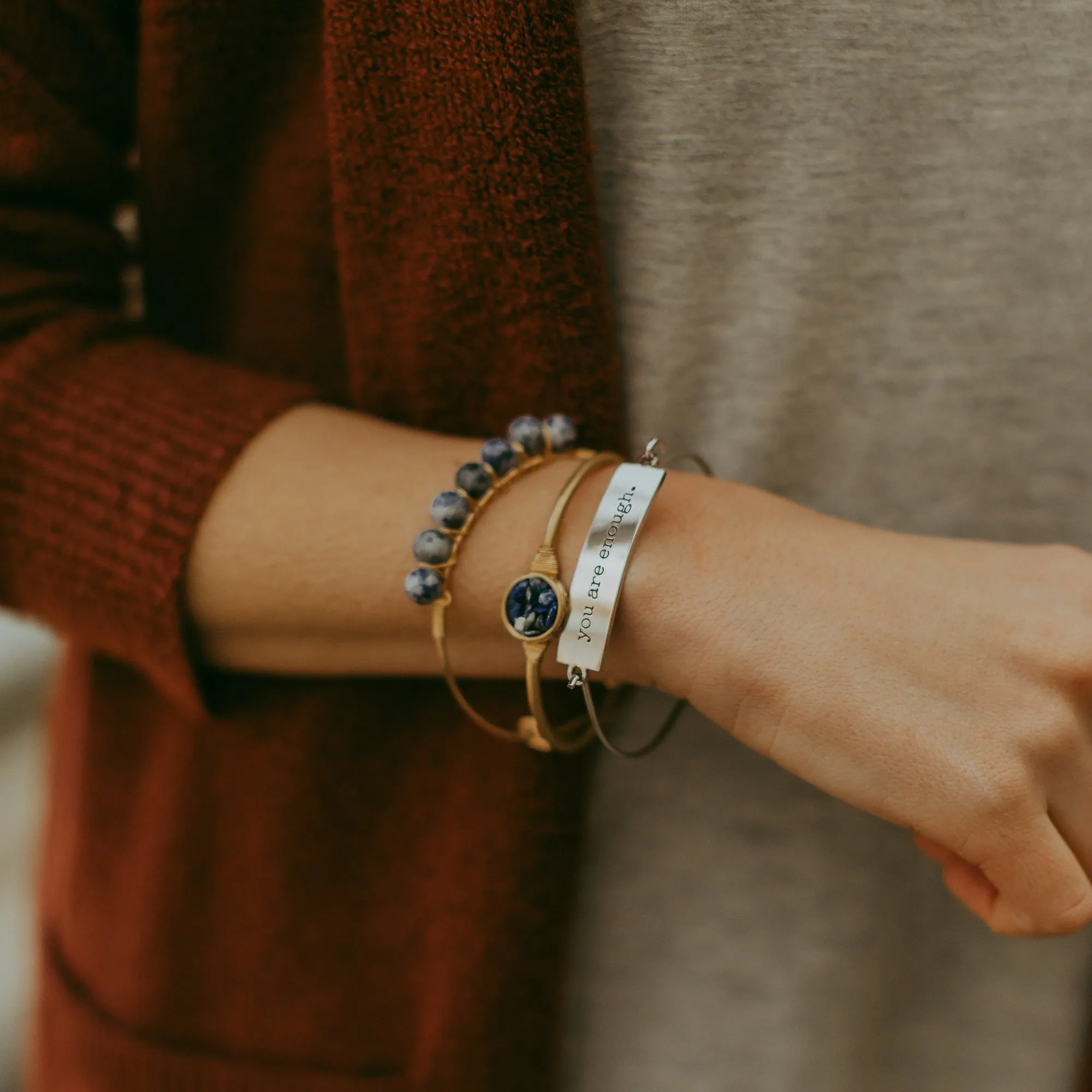 Maya Precious Stone   Wire Bangle - Final Sale
