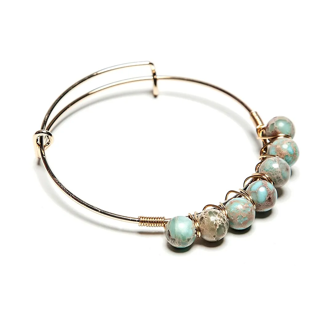 Maya Precious Stone   Wire Bangle - Final Sale