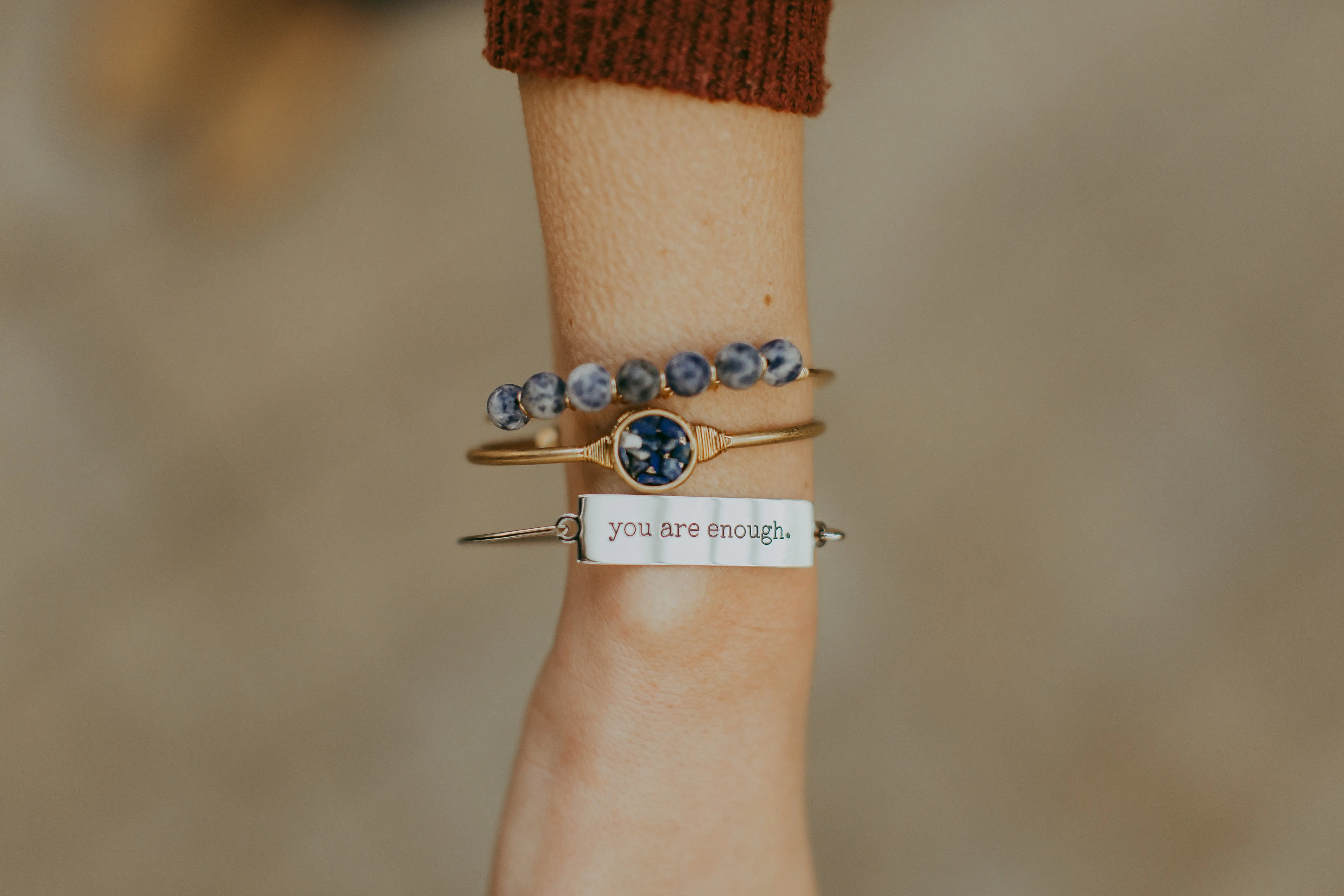 Maya Precious Stone   Wire Bangle - Final Sale