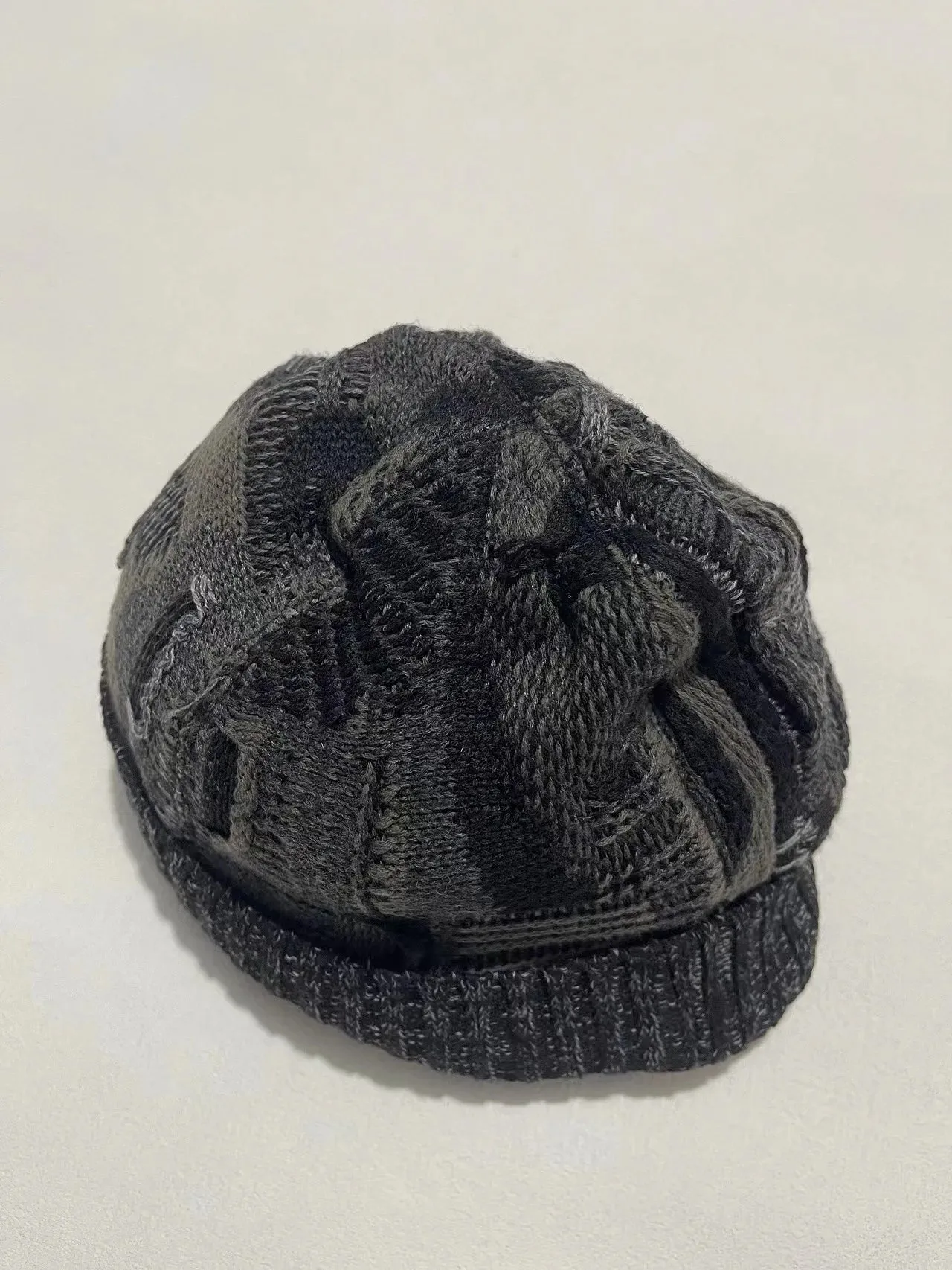 Men's Handmade Skullies Knitted Wool Blended Retro Warm Hat