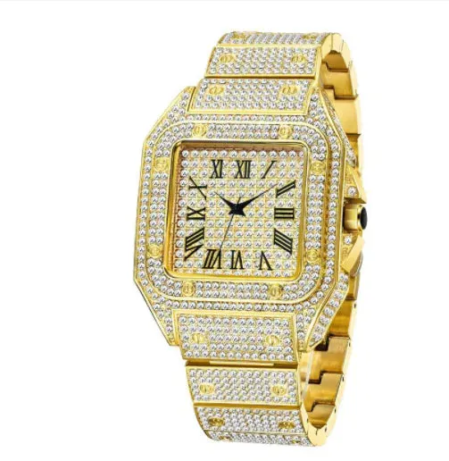MISSFOX Luxury Square Diamond Watch For Men