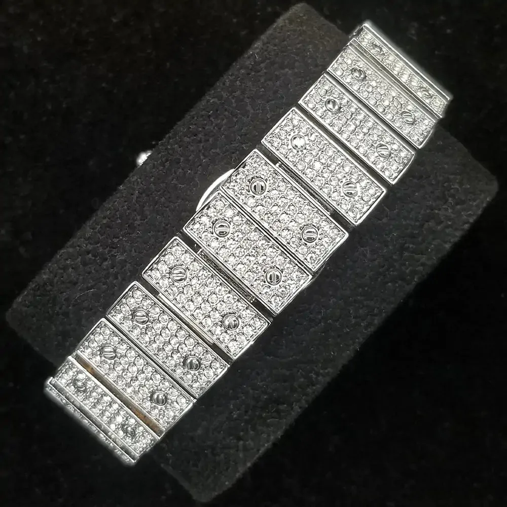 MISSFOX Luxury Square Diamond Watch For Men