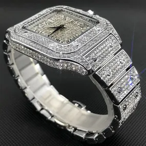 MISSFOX Luxury Square Diamond Watch For Men