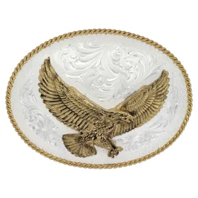 Montana Silversmith Silver Engraved Western Belt Buckle with Large Eagle