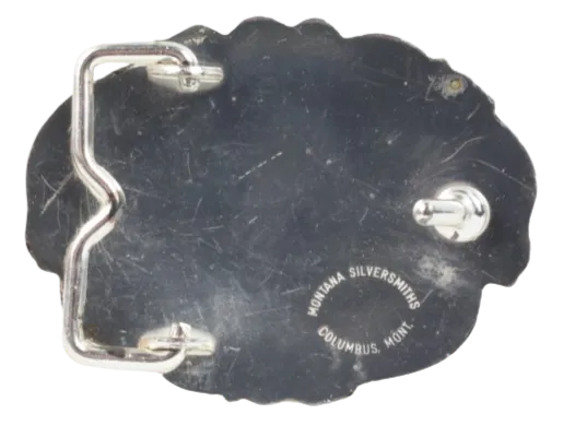 Montana Silversmiths Silver Plated Buckle Double Heart and Harness Belt Buckle