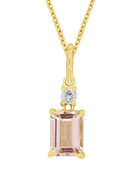 Morganite Pendant - 10ct Yellow Gold Morganite and Diamond Pendant - 786678