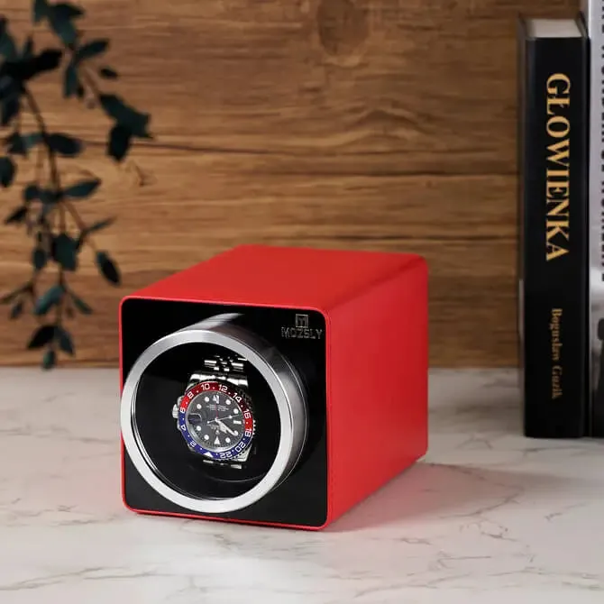MOZSLY® Single Watch Winder - Red Leather