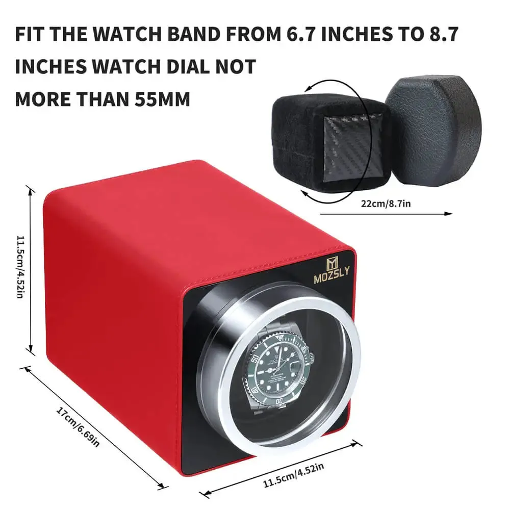 MOZSLY® Single Watch Winder - Red Leather