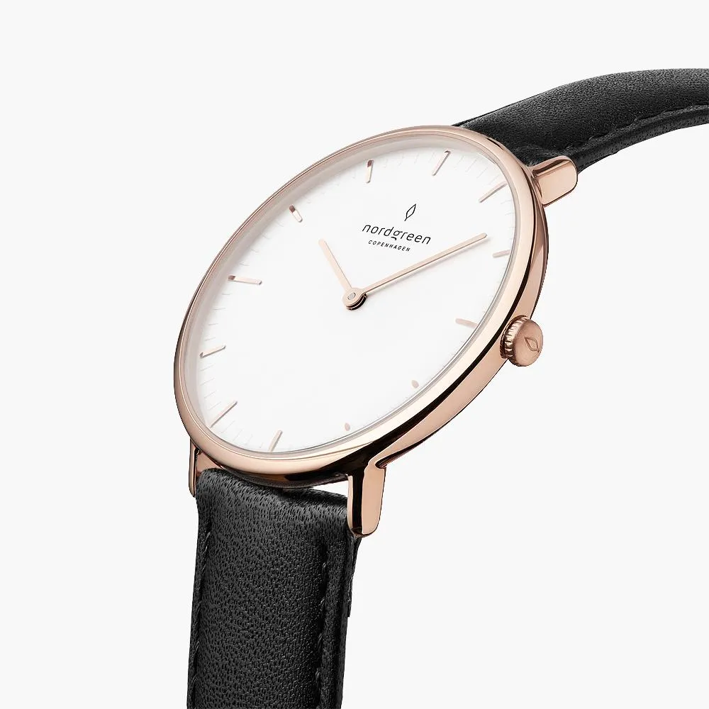 Native - BUNDLE White Dial Rose Gold | Brown Leather / Black Leather / Rose Gold Mesh Strap