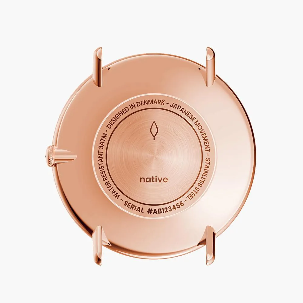 Native - BUNDLE White Dial Rose Gold | Brown Leather / Black Leather / Rose Gold Mesh Strap