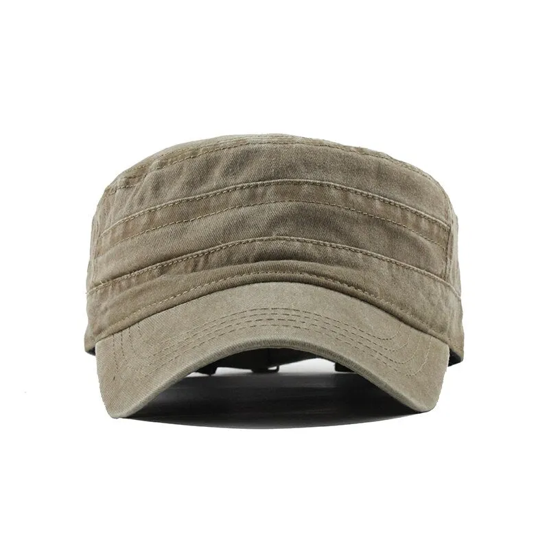 New Classic Vintage Flat Top Adjustable Fitted Thicker Cap Winter Warm Military Cap