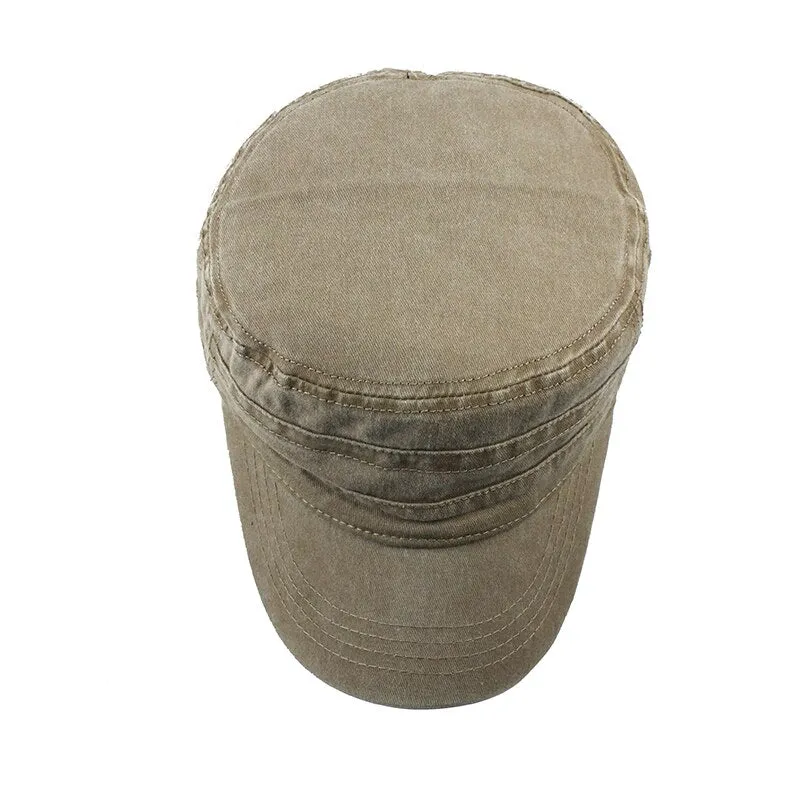 New Classic Vintage Flat Top Adjustable Fitted Thicker Cap Winter Warm Military Cap