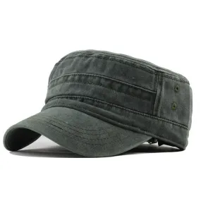 New Classic Vintage Flat Top Adjustable Fitted Thicker Cap Winter Warm Military Cap