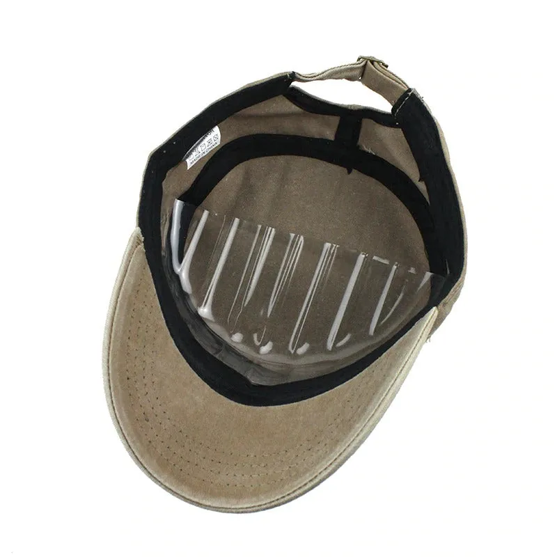 New Classic Vintage Flat Top Adjustable Fitted Thicker Cap Winter Warm Military Cap