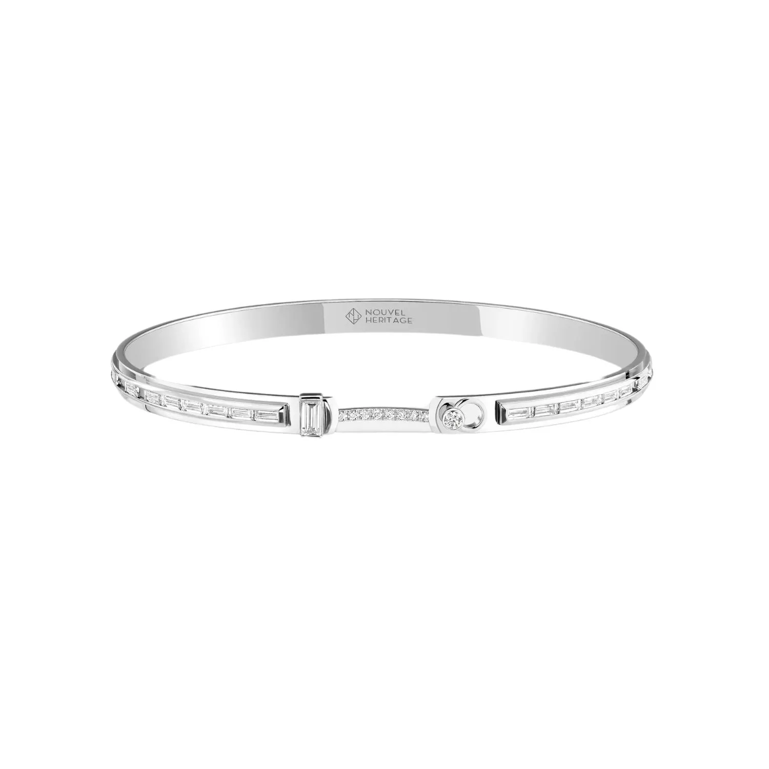 NOUVEL HERITAGE 18K WHITE GOLD BF'S WEDDING DIAMOND BANGLE BRACELET
