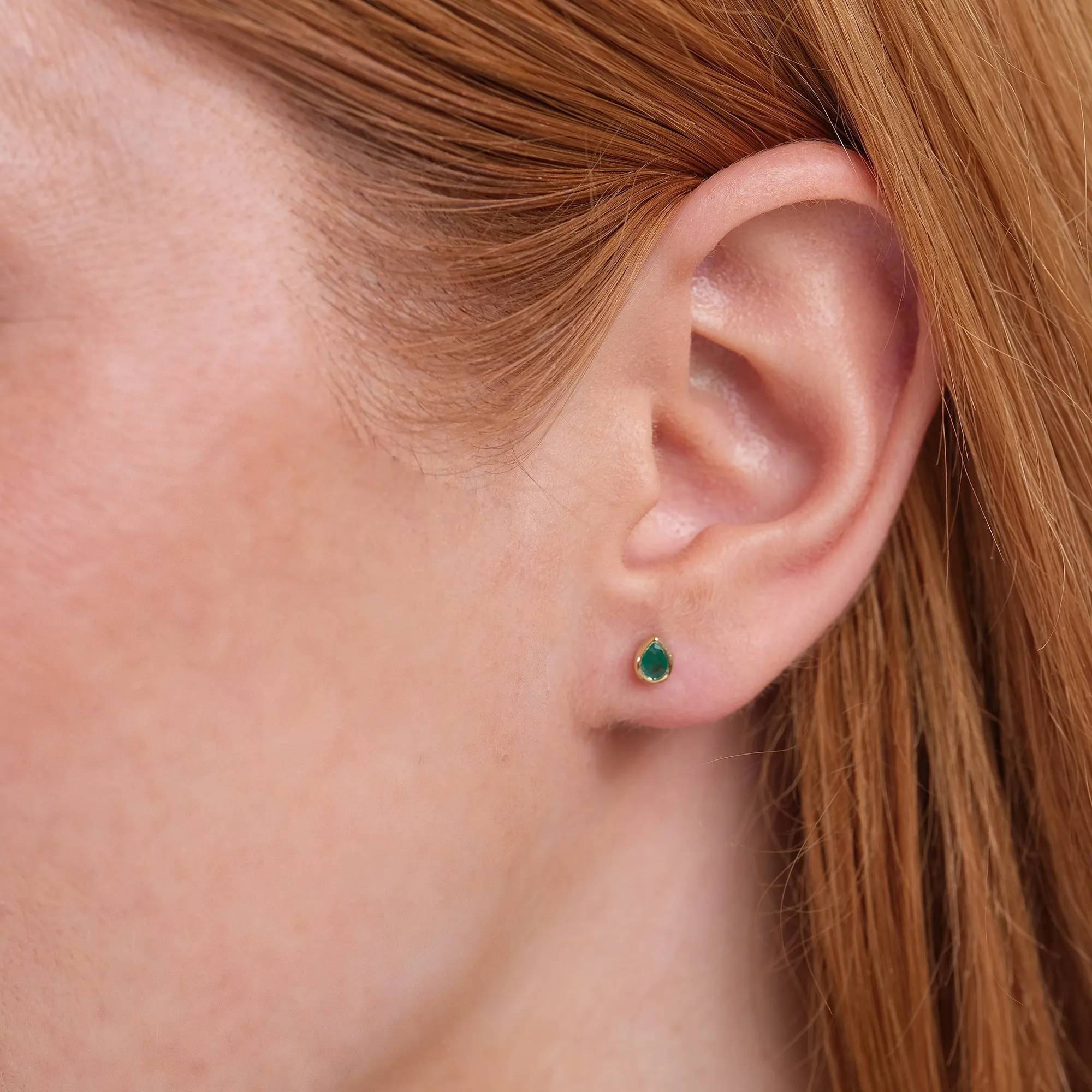 Pear Cut Emerald Studs, Jessie