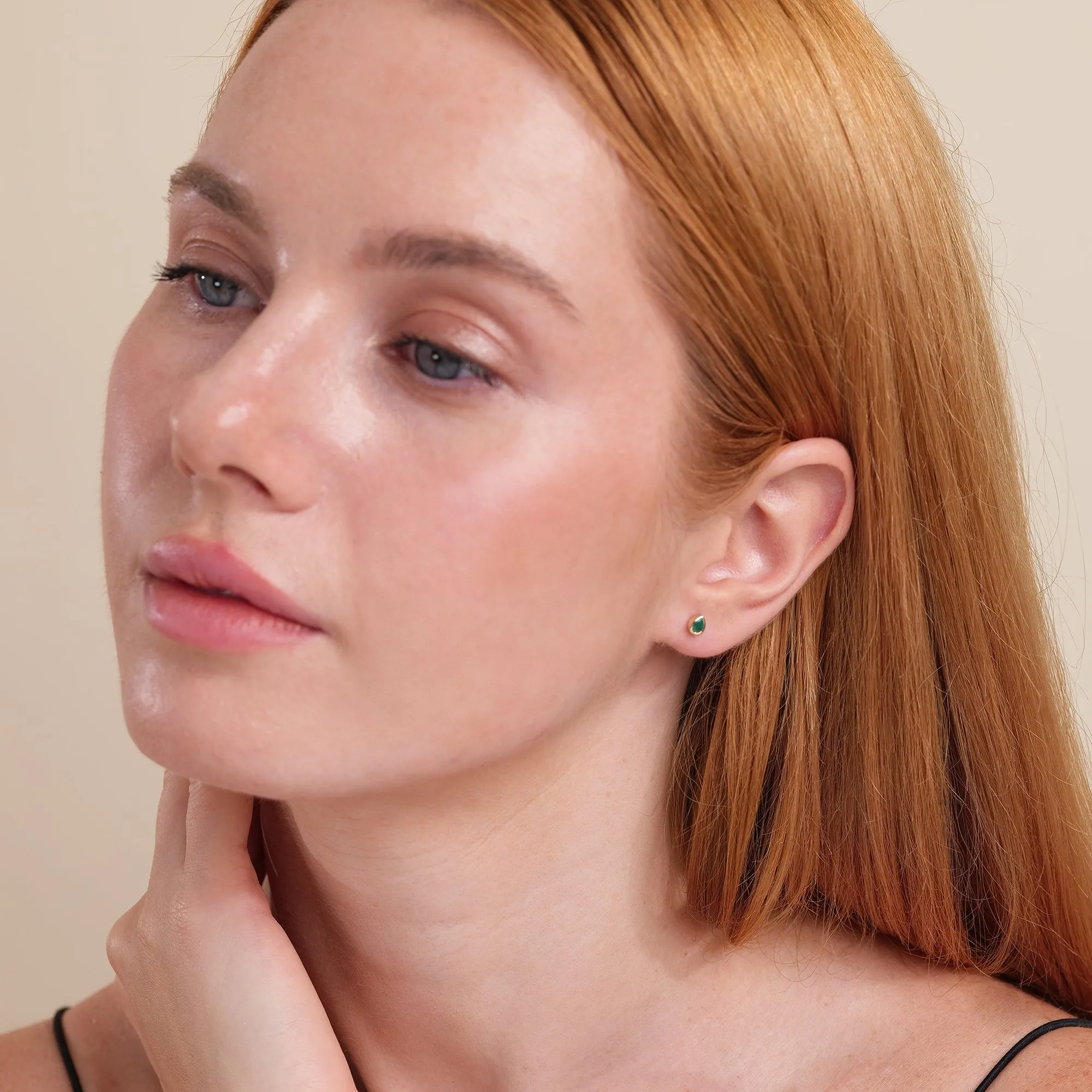 Pear Cut Emerald Studs, Jessie