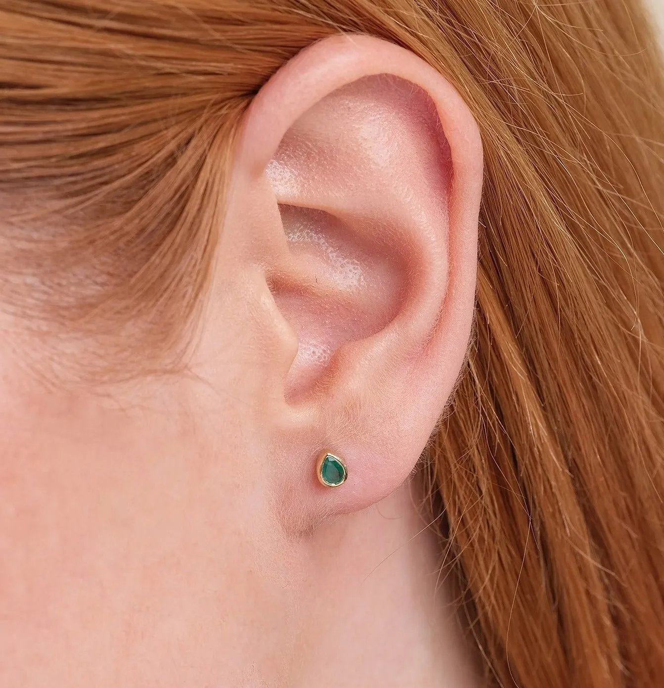Pear Cut Emerald Studs, Jessie
