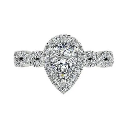 Pear diamond engagement ring with halo 0.55 ct.tw