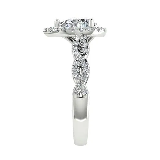 Pear diamond engagement ring with halo 0.55 ct.tw