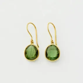Pippa Small 18kt Gold Iris Single Drop Earrings Green Tourmaline