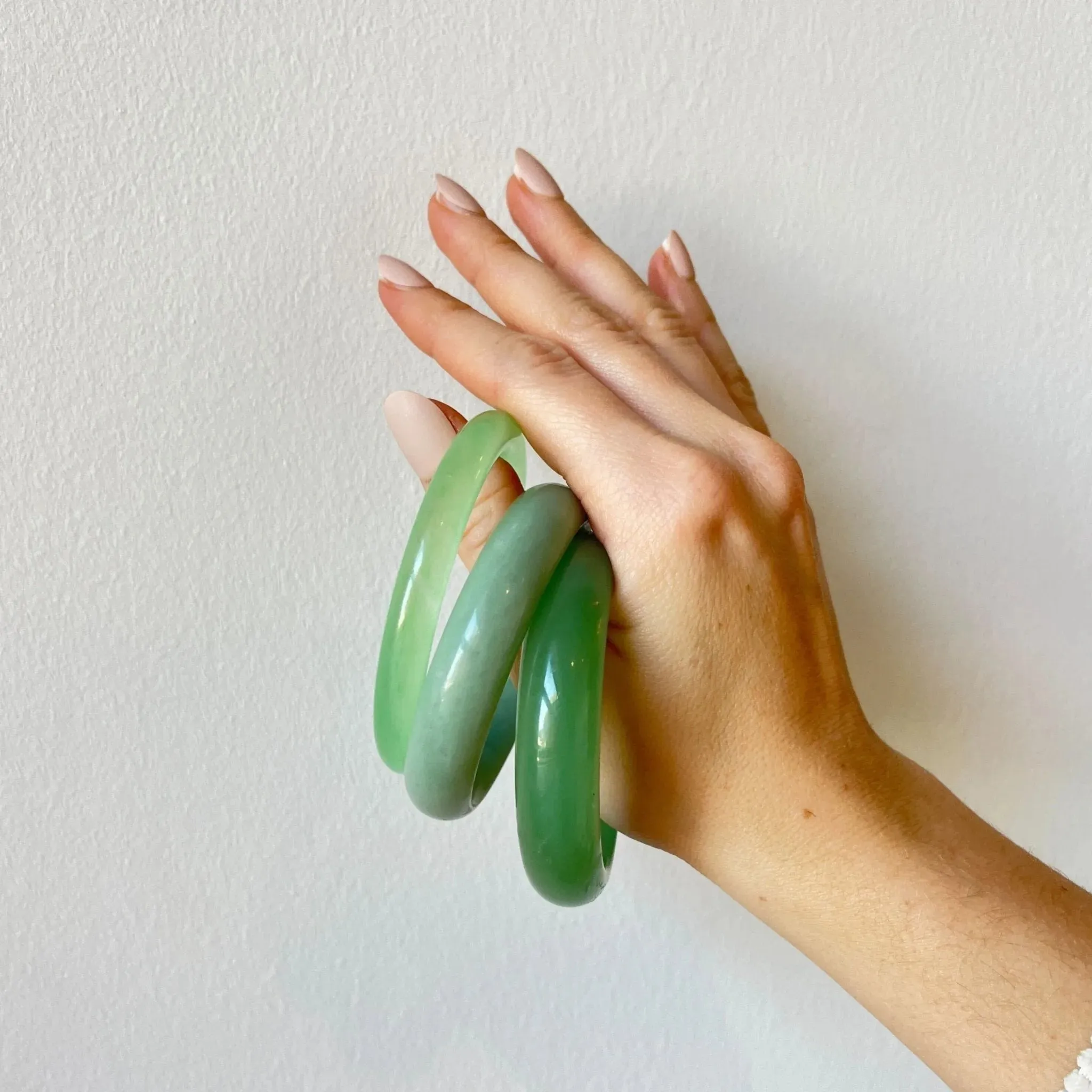 Pond, Cyan Skinny Jade Stone Bangle