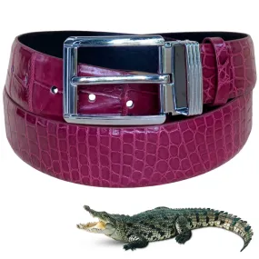 Premium Burgundy Alligator Belt Men's - Pin Buckle | BE-RED-70-PIN