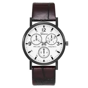 Quartz Watch Classic Fashion Men's Leather Belt Watch Three-Eye Blue Light Watch for Men