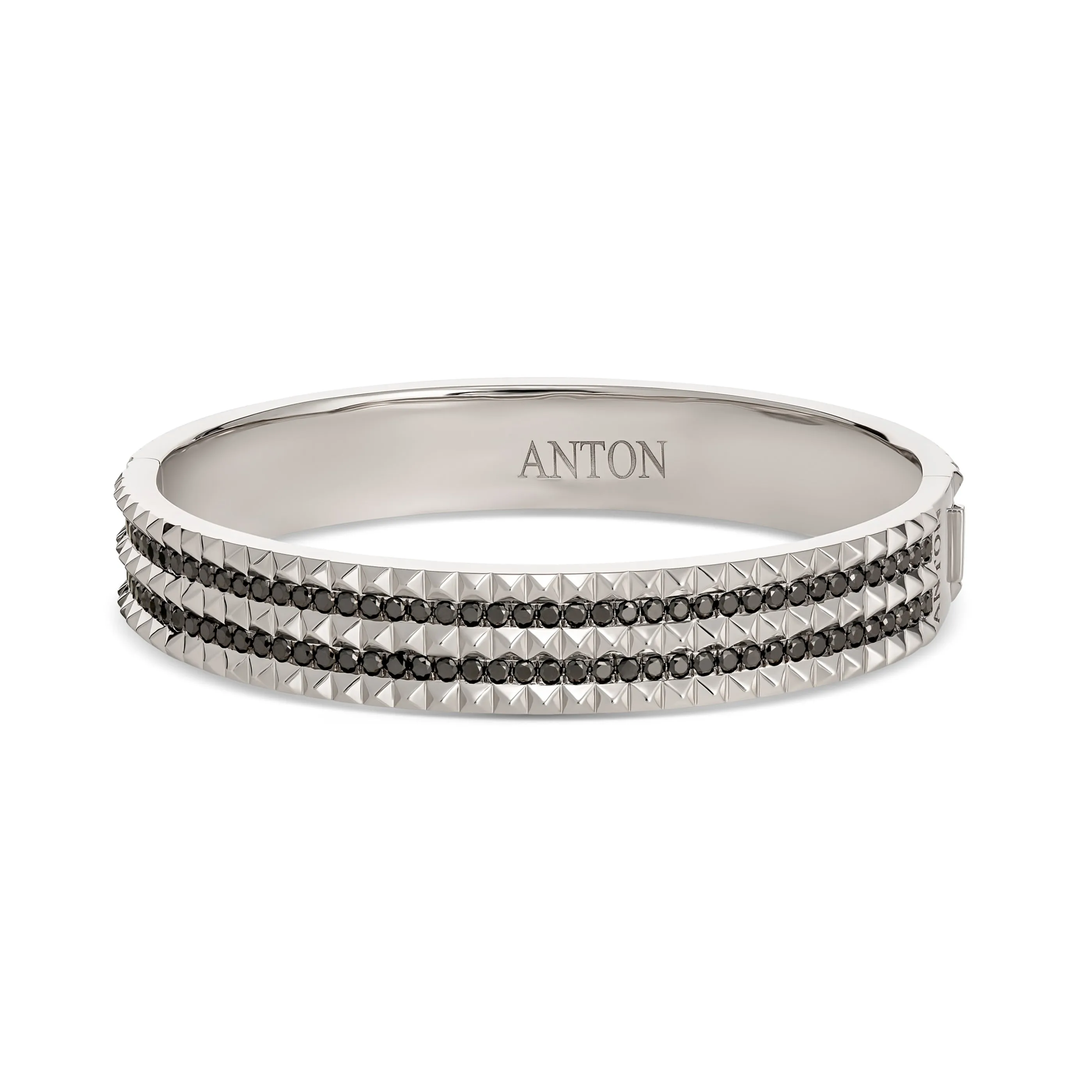R.08® Bold Black Diamond Bangle | White Gold