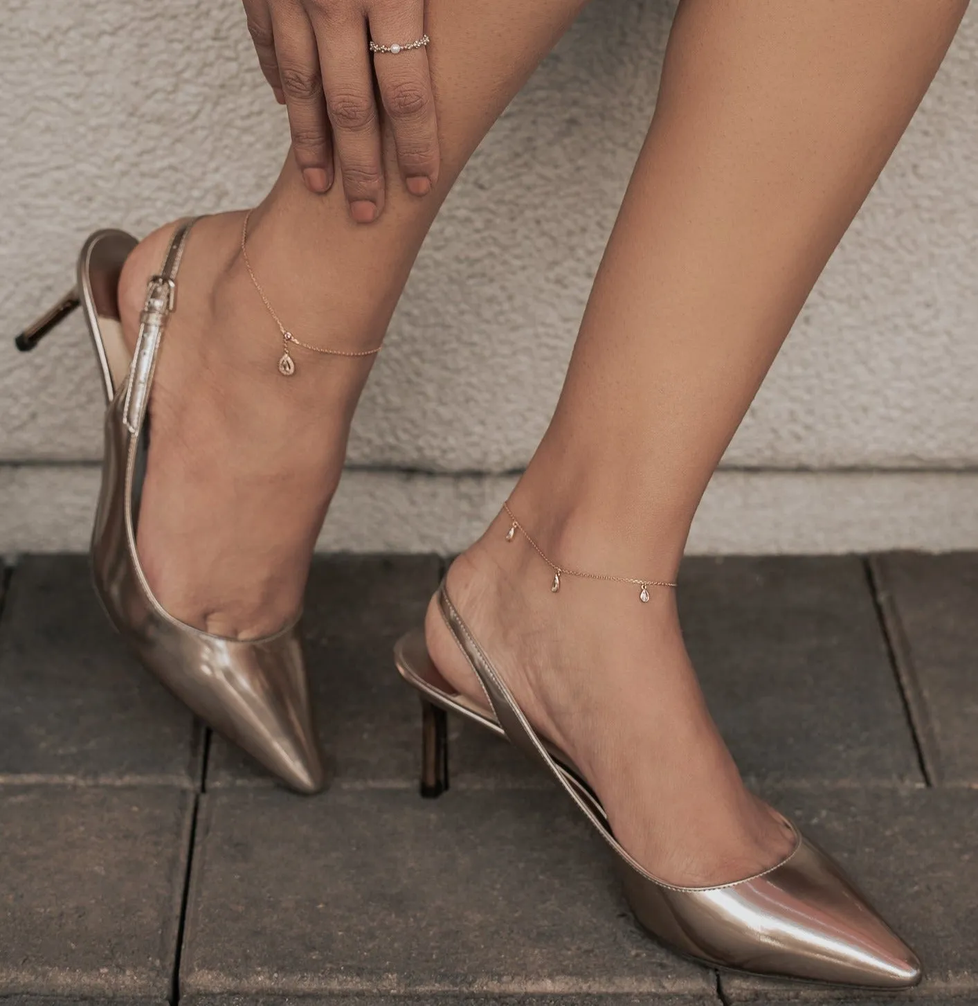 Rose Cut Diamond Anklet (Rose Gold)