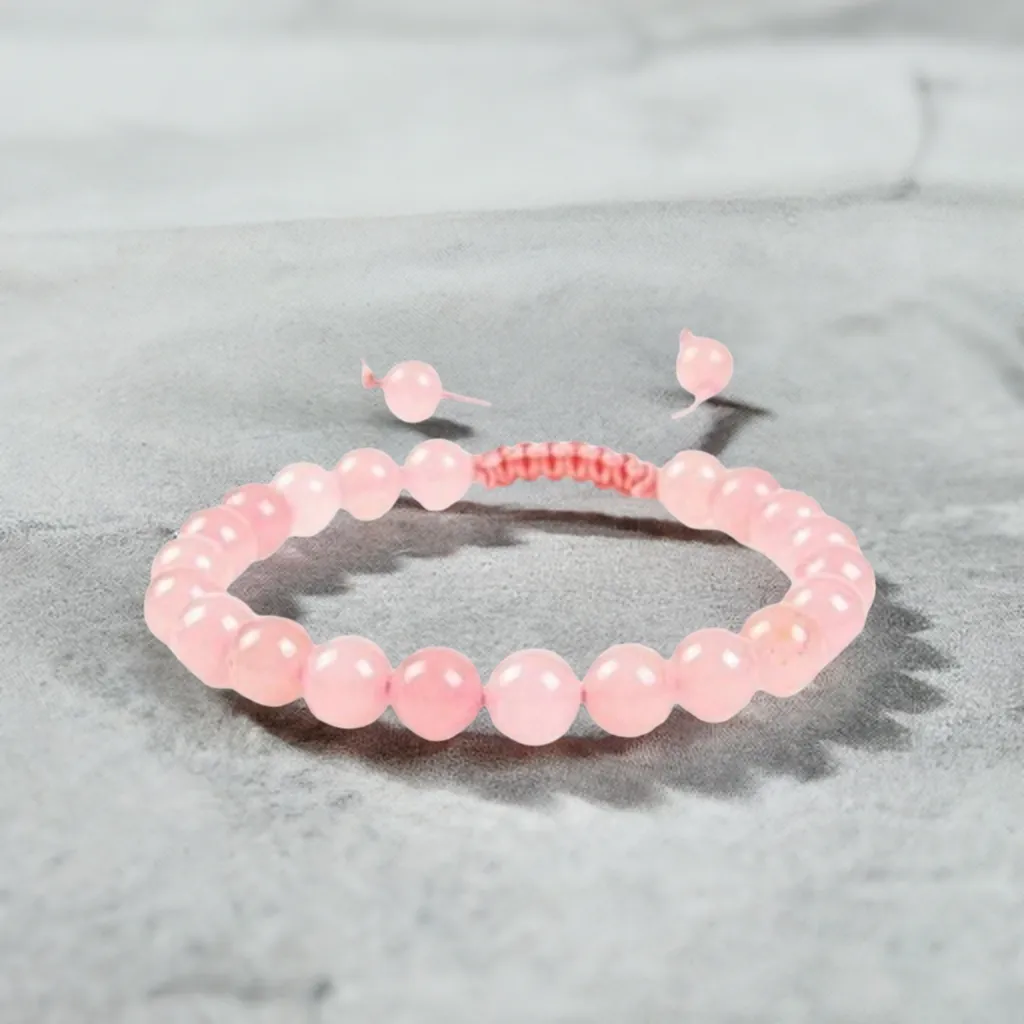 Rose Quartz Adjustable Rope Bracelet | Real Stone for Love & Emotional Healing